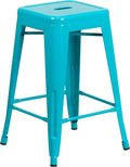 Flash Furniture Kai Commercial Grade 24" High Backless Crystal Teal-Blue by FlashFurniture