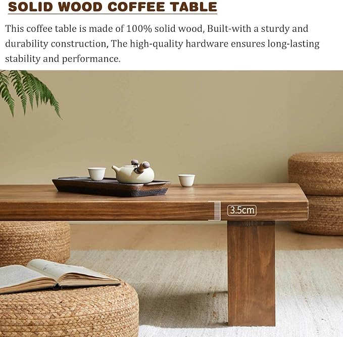 Japanese Style Solid Wood Coffee Table - Image 4