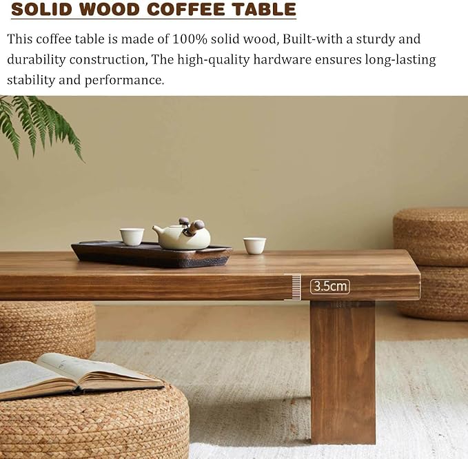 Japanese Solid Wood Coffee Table - Image 4