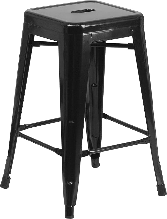 Flash Furniture Kai Commercial Grade 24" High Backless Black Metal by FlashFurniture