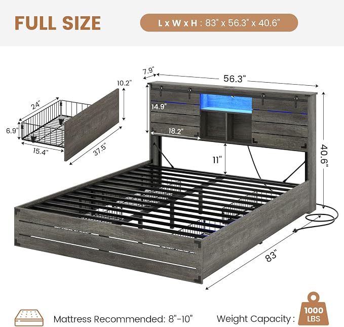 VIAGDO Wooden Bed Frame Full Size - Image 2