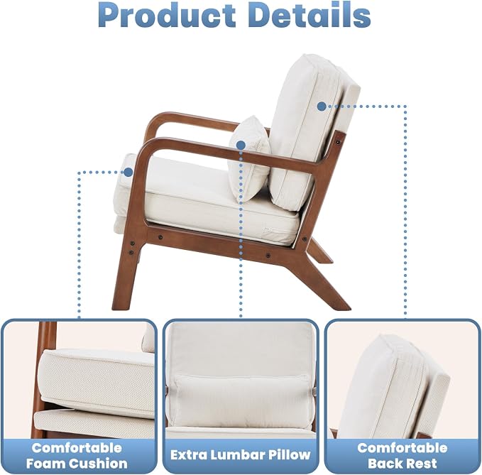 DUMOS Accent Chair Mid Century Modern Chair - Image 5