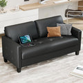 STHOUYN 59” Black Faux Leather Sofa Couch, Modern Comfy Office 2 Seater Couch by STHOUYN