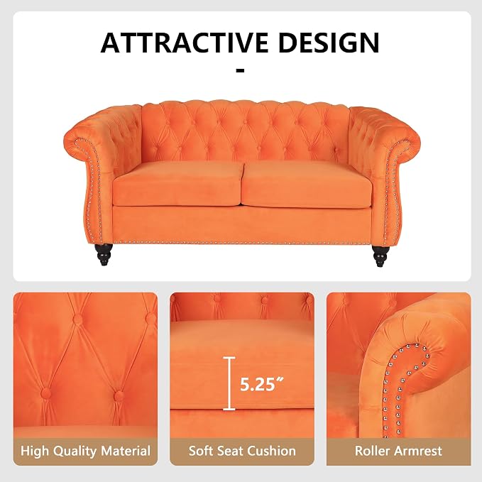 QHITTY 2 Piece Living Room Set, Sectional Chesterfield Sofa Chair Contemporary - Image 4