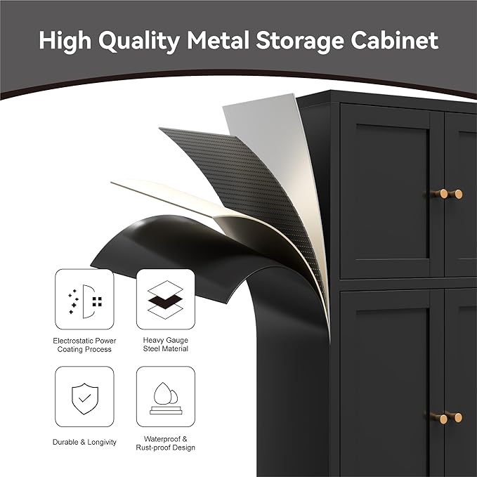 Bevivog Black Metal Locker Cabinet - Image 7