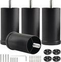 4-Pack 3 Inch Black Furniture Cabinet Metal Cylinder Risers Legs M8 Screw in by Unknown