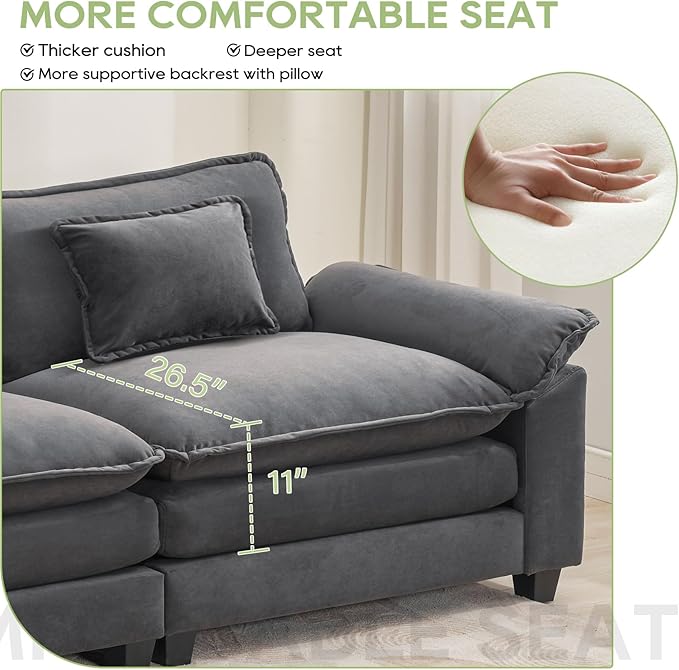 Oprisen 53" Modular Sectional Sofa, Comfy Cloud Couch Sectional Sofa - Image 4