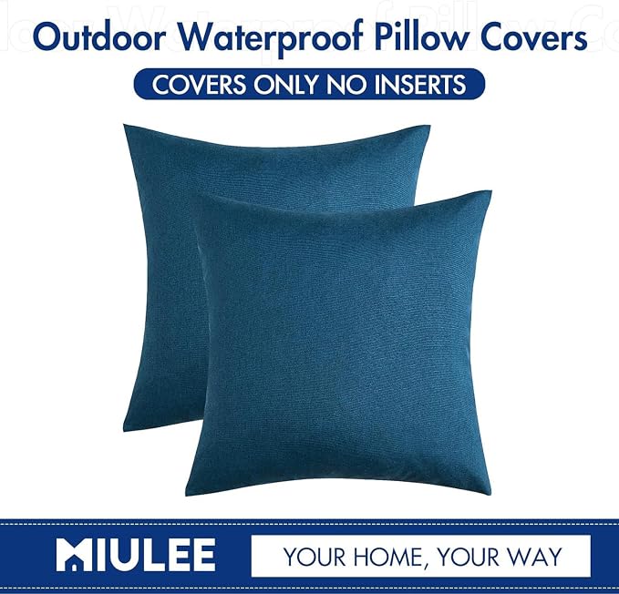 MIULEE Pack of 2 Decorative Outdoor Solid Waterproof Throw Pillow Covers Euro - Image 6
