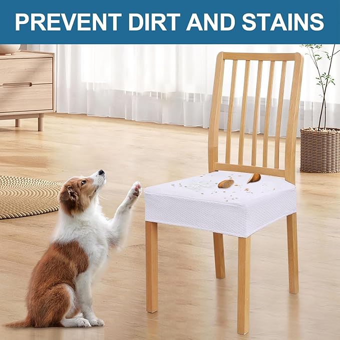Smiry Waterproof Seat Covers for Dining Room Chairs Set of 2, Stretch Jacquard - Image 6
