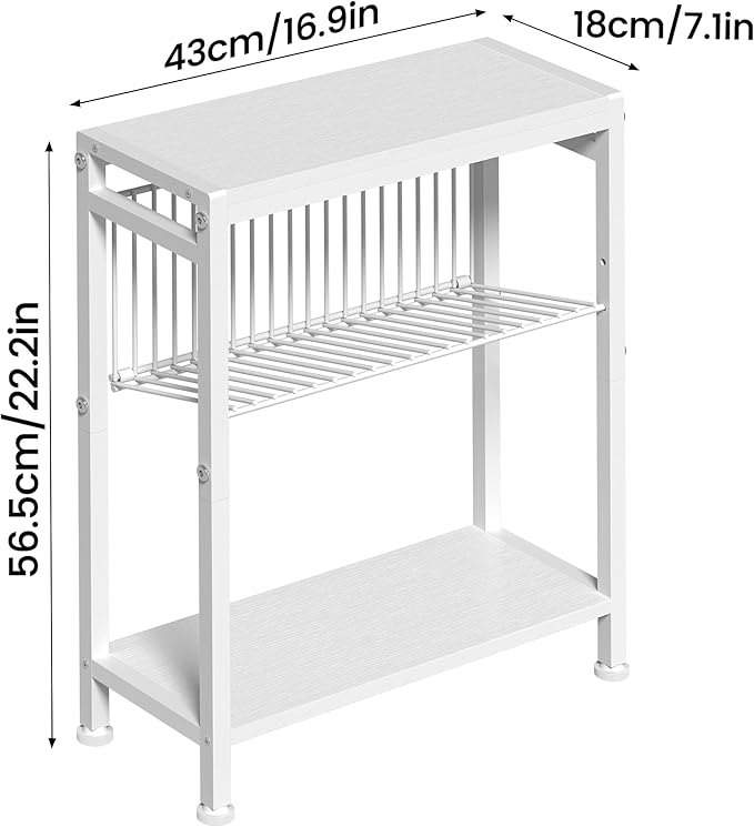 End Table Set of 2 for Small Space, 3-Tier Narrow Side Table - Image 3