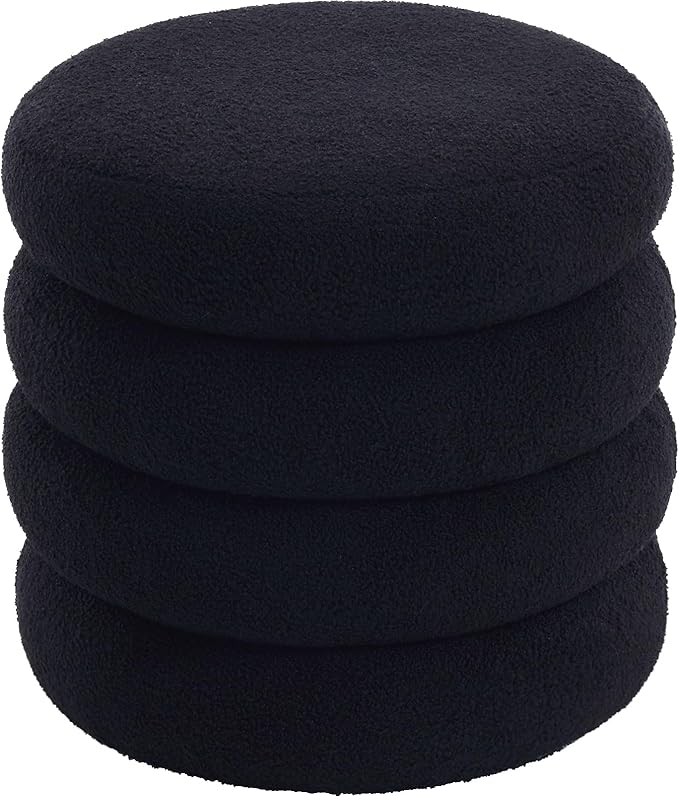 Flouki 19.5" Storage Ottoman Round, Vanity Stools by Flouki