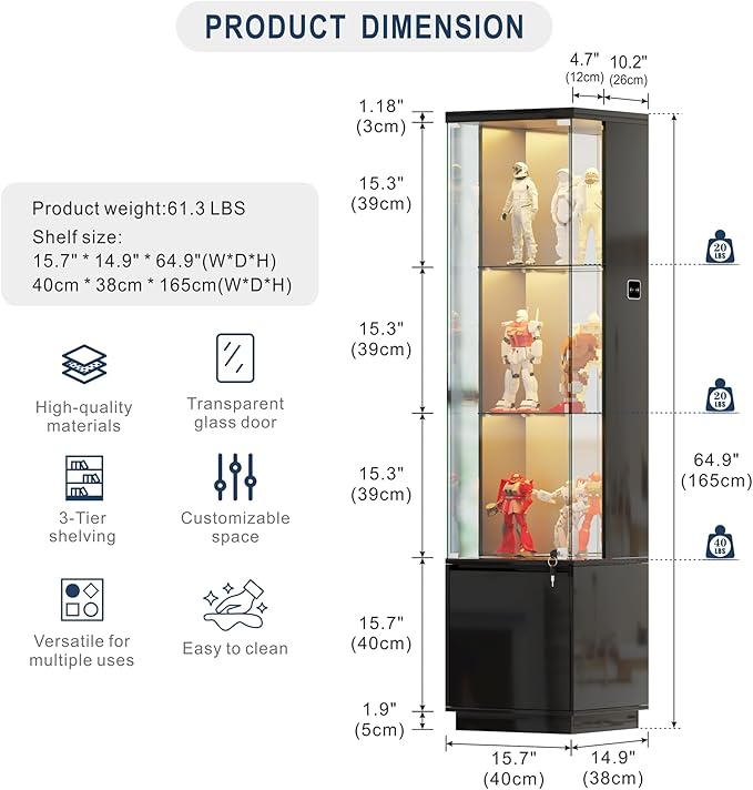 HNEBC Corner Glass Display Cabinet - Image 2