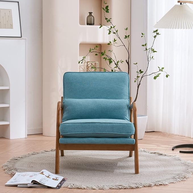 Bonnlo Teal Accent Chairs Set of 2, Upholstered Mid Century Modern Lounge - Image 6