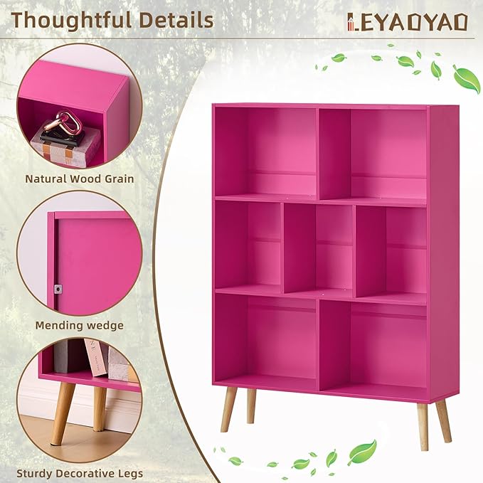 LEYAOYAO 7 Cube Bookshelf, 3 Tier Book Shelf - Image 5