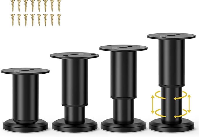 Wlrrcwdttc 4 Pcs Metal Adjustable Furniture Legs 3.15-4.72 inch, Adjustable by Wlrrcwdttc