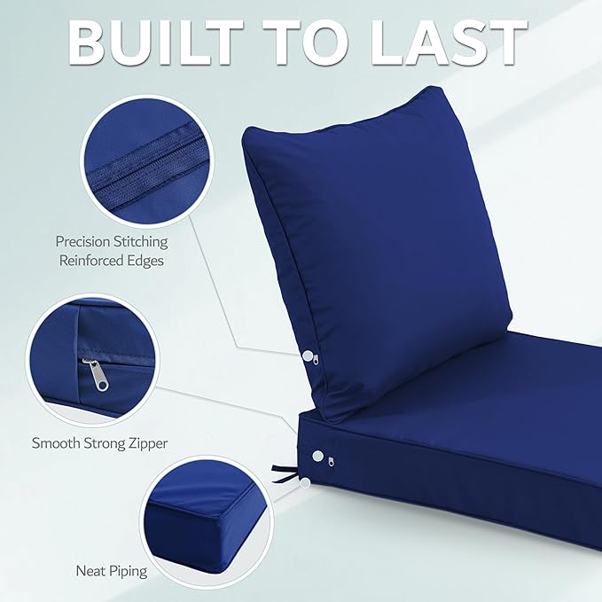24x24 Inch Outdoor Chair Cushions Set of 2, Patio Furniture Cushions - Image 6