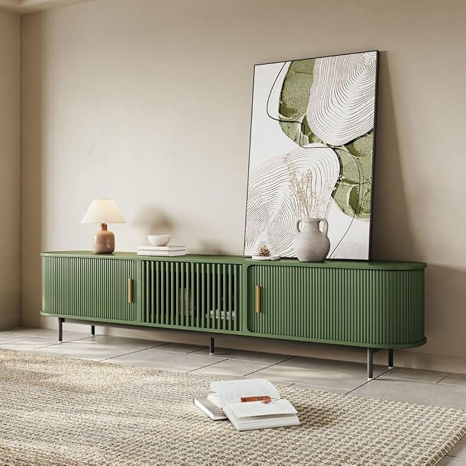 POVISON Fully-Assembled Modern Green TV Stand by POVISON