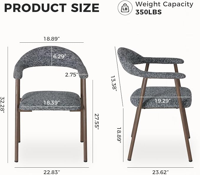 DUMOS Dining Chairs Set of 4, Linen Fabric Upholstered Kitchen Side Chairs - Image 2