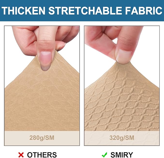 Smiry Waterproof Seat Covers for Dining Room Chairs Set of 6, Stretch Jacquard - Image 4
