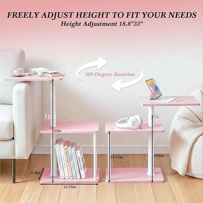 Faesun Swivel Side Table for Couch Arm, Adjustable C End Table for Recliner or - Image 4