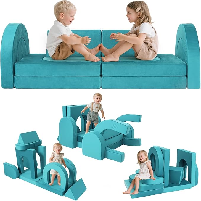 Kids Modular Play Sofa Convertible Foam Play Mat, Transformable Into a Game by FURNAWAY
