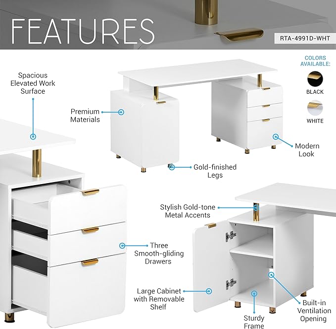 Elegant 57" W Executive Desk - Image 4