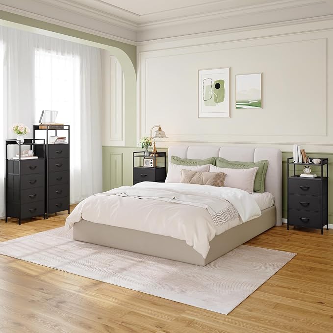 Somdot Tall Dresser for Bedroom, 5 Drawers Nightstand Vertical Storage Tower - Image 2