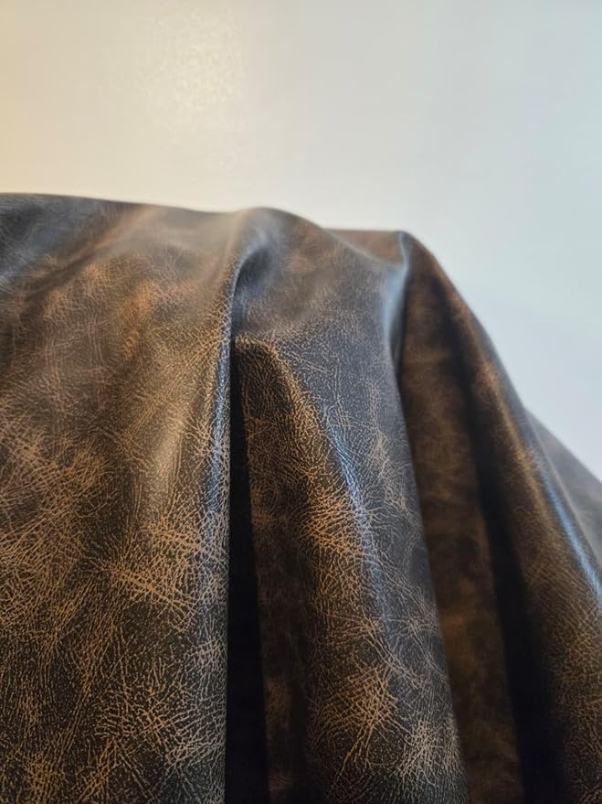 Brown Vintage Distressed Soft Faux Leather Fabric PU Peta Approved Vegan - Image 8