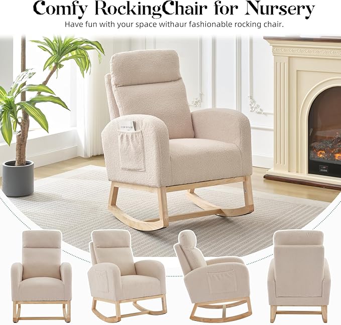 GAOMON Rocking Chair Glider for Nursery, Comfy Rocker Nursery - Image 7