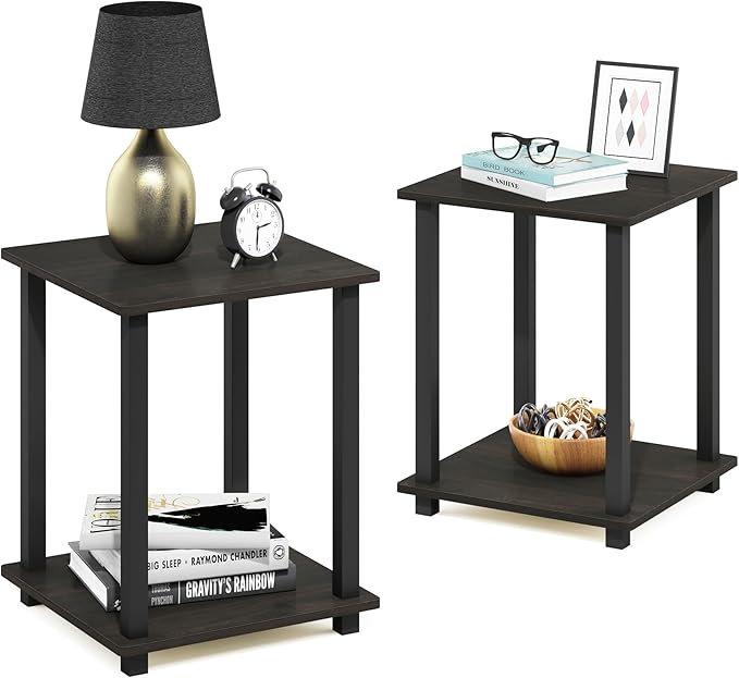 Furinno SIMPLISTIC Side Table Set of 2, 2-Tier Square Modern End Table by Furinno-FitsYourSpaceFitsYourBudget