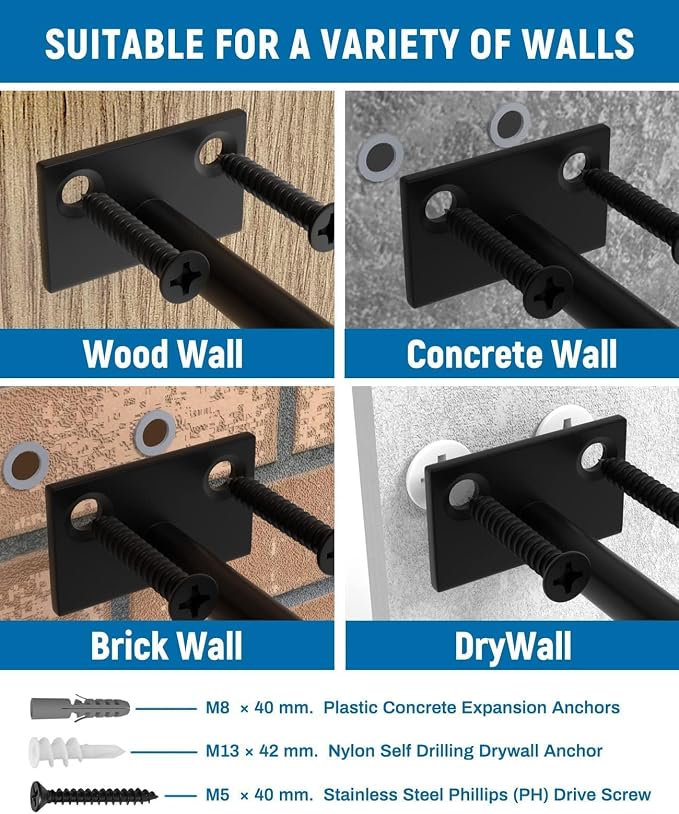 LEOPO Black 20-Pack 8 inch Floating Shelf Brackets, Hidden Shelf Bracket - Image 6