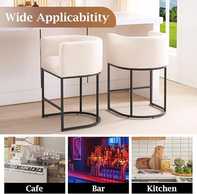 ClinQ 26" H Counter Height Bar Stools Set of 4, Modern Barrel Counter Stools - Image 4