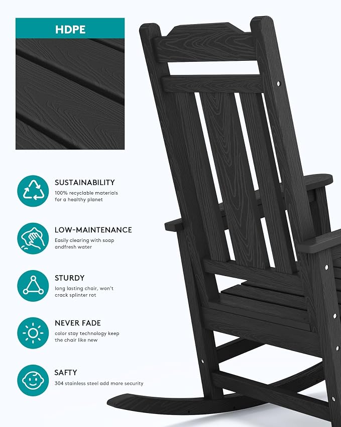 SERWALL HDPE Outdoor Rocking Chair - Image 6