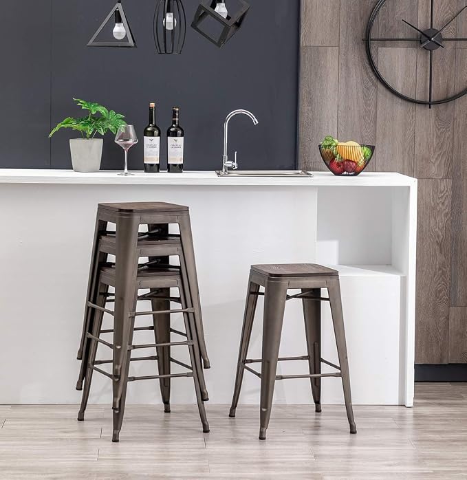 30" Backless Metal Counter Stool Height Bar Stools - Image 6