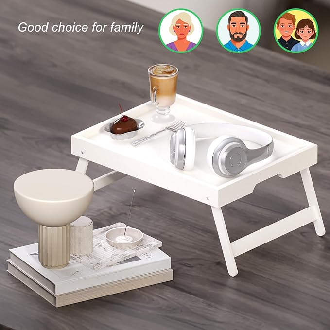 Fibogollo 4 Pack Bamboo Bed Tray Table - Image 5