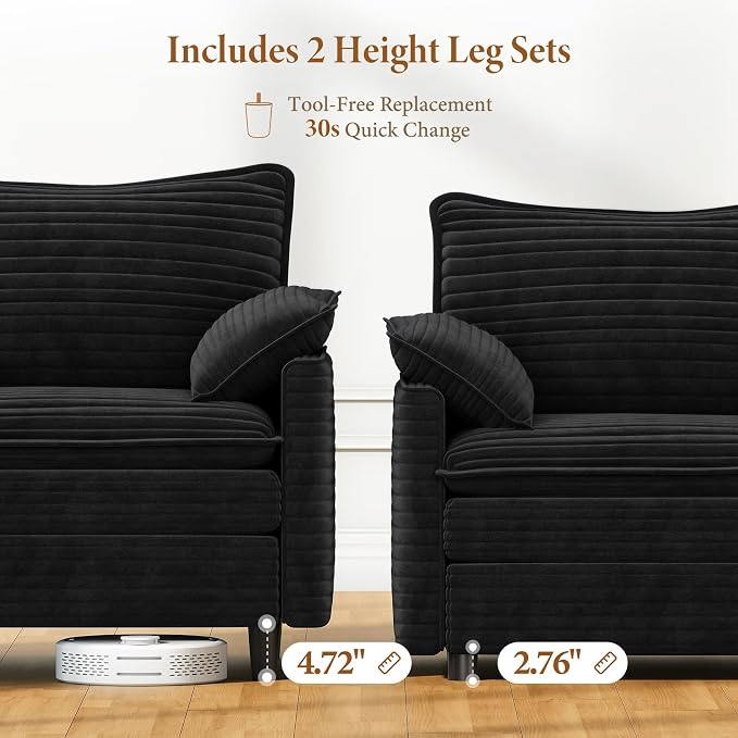 Vesgantti 142" U Shaped Sectional Couch, Comfy Cloud Modular Sectional Sofa - Image 3