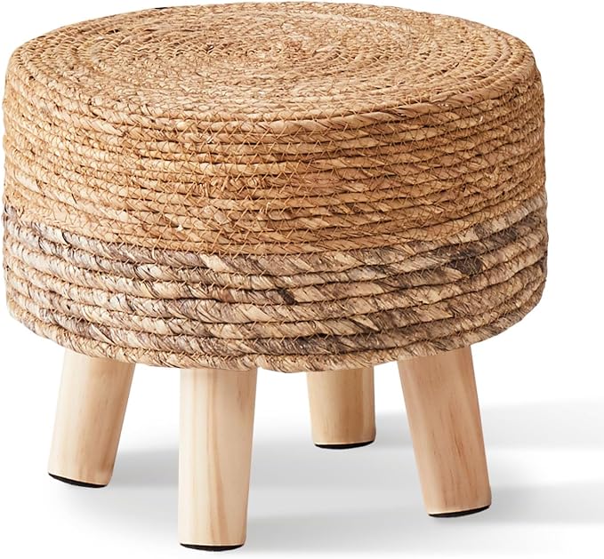 Cpintltr Ottoman Outdoor Sea Grass Stool Poufs Hand Woven Round Foot Stool - Image 4