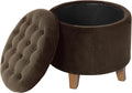Homepop Home Decor | Upholstered Round Velvet Tufted Foot Rest Ottoman | Ottoman by HomePop