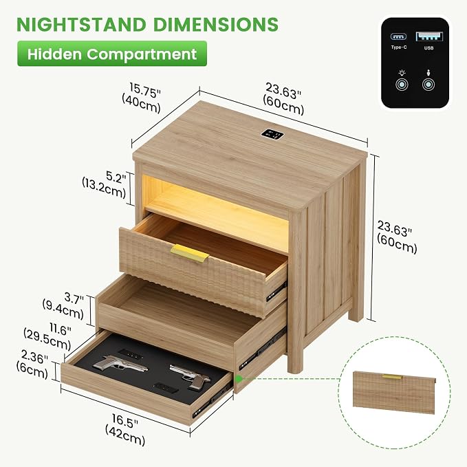 HNEBC Nightstand with Gun Drawer - Image 2