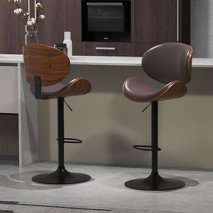 civama Brown Bar Stools Set of 2 by civama