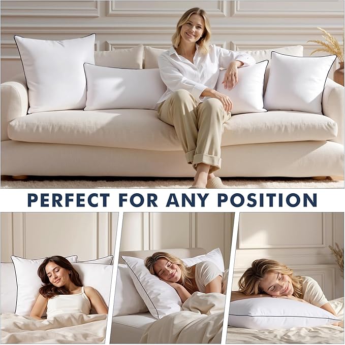 MIULEE Goose Feather Down 22x22 Pillow Insert Set of 2 - Image 3