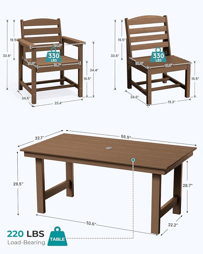 SERWALL Patio Dining Sets for 10 Person, HDPE Dining Set - Image 5