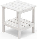 SERWALL 2-Tier HDPE Outdoor Side Table, Weatherproof Rectangular Adirondack by SERWALL