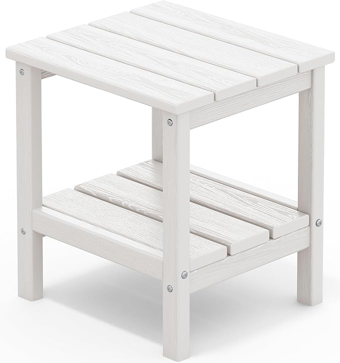 SERWALL 2-Tier HDPE Outdoor Side Table, Weatherproof Rectangular Adirondack by SERWALL