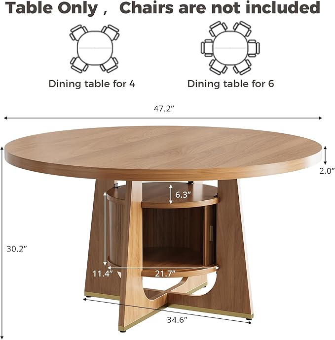 IRONCK 47 Inch Round Dining Table - Image 2