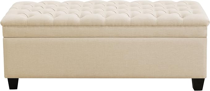 WUTUTUEE 51" Fabric Storage Ottoman Bench, Upholstered Rectangle End of Bed by WUTUTUEE