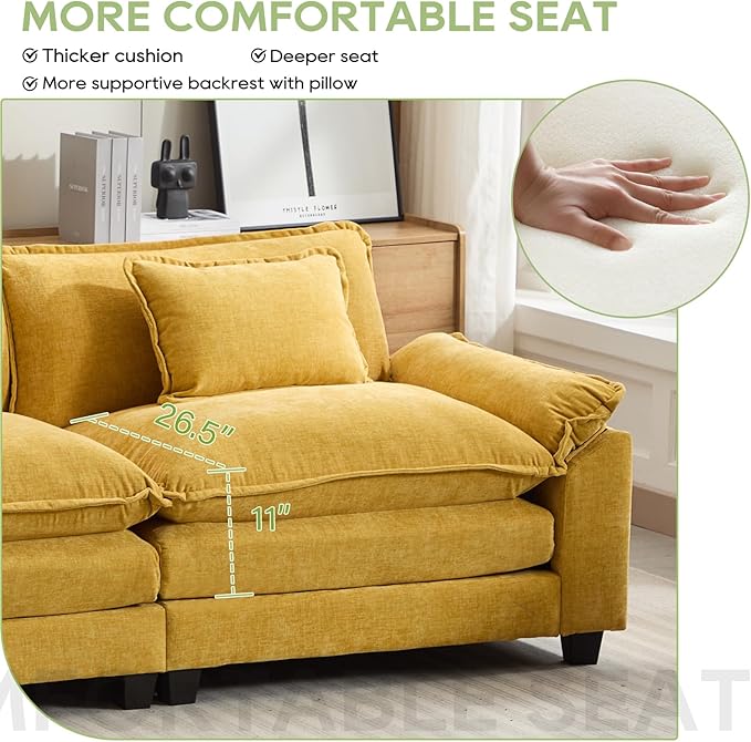 Oprisen 86" Modular Sectional Sofa, Comfy Cloud Couch Sectional Sofa - Image 4
