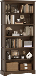 TVU 6-Tier Wooden Bookshelf, 76 Inch Tall Bookshelf by TVU