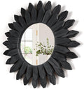 Honiway Black Wall Decor Wall Mirror 12 inch Boho Wall Decor Wood Decorative by Honiway