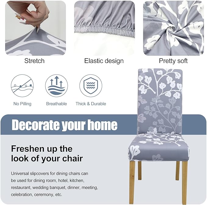 BIETYONE Stretch Dining Chair Covers Set of 4, Soft Removable Washable Kitchen - Image 3